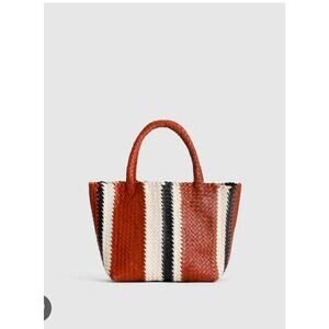 New! Madewell The Handwoven Leather Tote Double Handle Dusty Redwood Mini